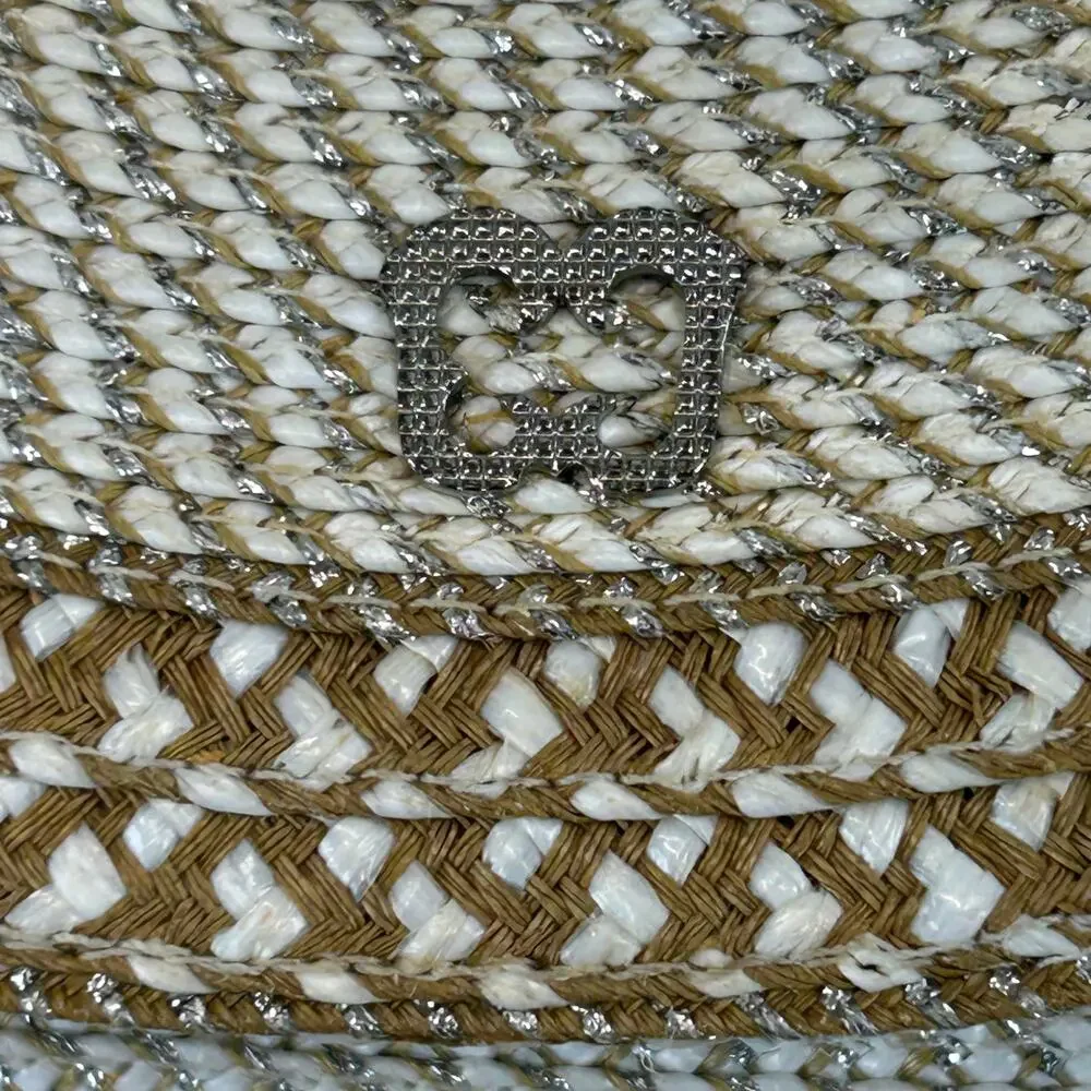 Eric Javits straw crossbody/shoulder bag White woven & metallic silver and gold